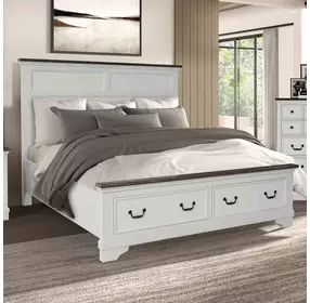 Hampstead White and Dark Brown Storage Panel Bedroom Set