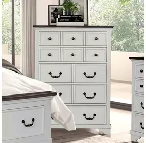 Hampstead White and Dark Brown 5 Drawer Chest