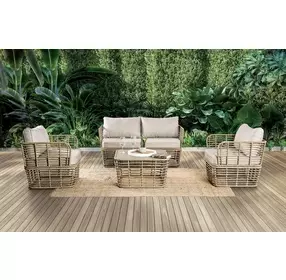 Johari Beige Outdoor Upholstered Lounge Chair Set of 2