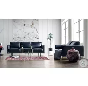 Mezzanotte Midnight Blue Leather Loveseat