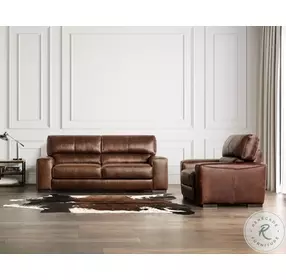 Marsicano Cognac Leather Loveseat