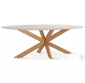 Pasadena Sawar Marble And Antique Gold Oval 90" Dining Room Set