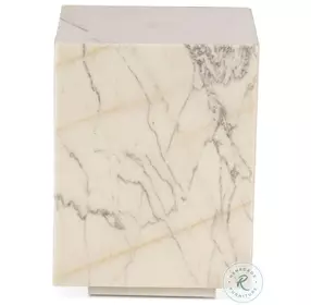 Giza Alabaster Marble 15" Drum Side Table