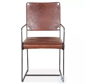 Melbourne Tobacco Leather Industrial Modern Arm Chair