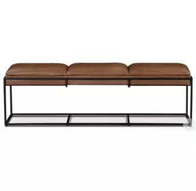 Melbourne Cognac Leather 62" Bench