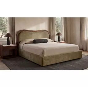 Camilla Green and Brown Queen Upholstered Panel Bed