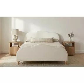 Jacqueline Cream Queen Upholstered Panel Bed