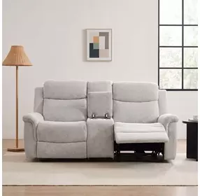 Sandbach Light Gray 68" Manual Reclining Loveseat with Console
