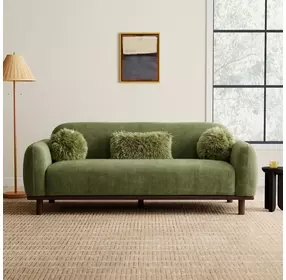 Mellone Olive Green 84" Sofa with Pillows