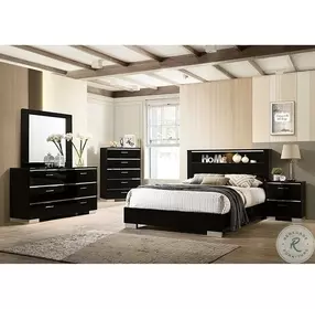 Carlie Black And Chrome California King Panel Bed