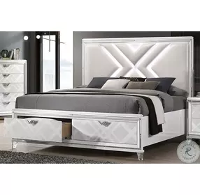Emmeline White Upholstered Storage Platform Bedroom Set