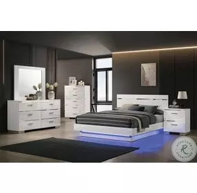 Erlach White And Chrome Queen Low Profile Bed