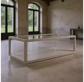 Glaze Bezel Rectangular Glass Top Cocktail Table