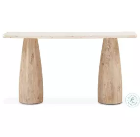 Palm Desert White Marble And Mango Wood Console Table