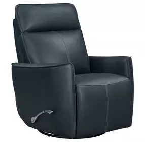 Rovelle Abby Navy Leather Manual Swivel Glider Recliner