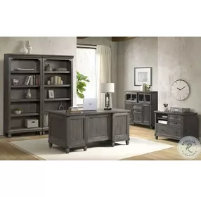 Foundry Home Office Brushed Pewter 66" Executive Desk