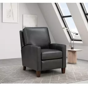 Fremont Elway Dark Gray Leather Push Thru The Arms Recliner