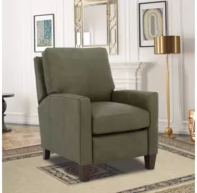 Fremont Oasis Olive Leather Push Thru The Arms Recliner