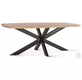 Santa Margherita Natural Mango Wood And Black Iron 82" Dining Room Set