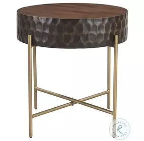 Vallarta Two Toned Carved Mango Wood Side Table