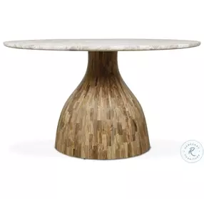 Fargo Capri Beige Marble and Natural Round 54" Dining Room Set