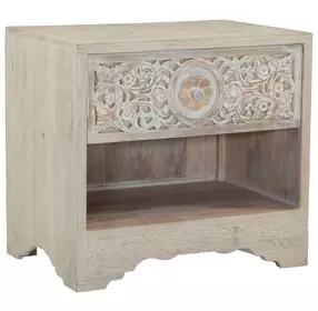 Haveli Heirloom White 1 Drawer Nightstand