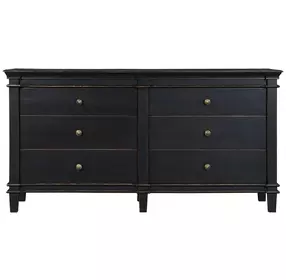Trento Distressed Black 6 Drawer Dresser