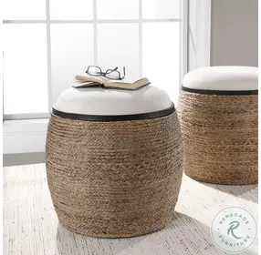 Island Light Beige Round Accent Stool
