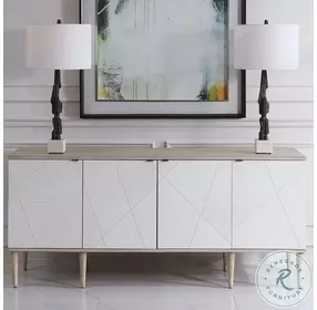 Tightrope neutral Oak Ceruse 4 Door Accent Cabinet