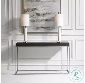 Mia Black Concrete and Brushed Nickel Console Table