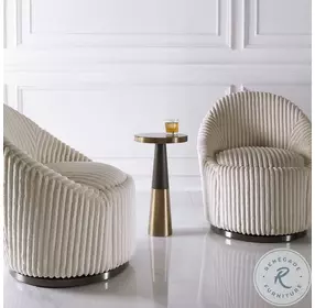 Linvale Dark Espresso and Brushed Brass Accent Table