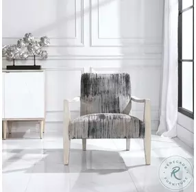 Watercolor Charcoal Gray and Blue Accent Chair