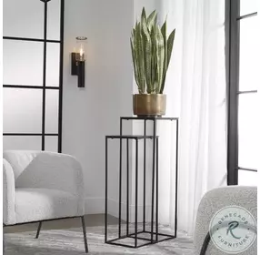 Valentin Aged Black and Antique Bronze Side Table Set of 2