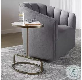 Jessenia Brushed Gold and White Marble Accent Table