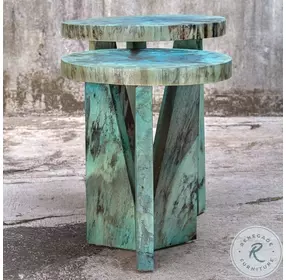 Sybelle Blue Green Side Table Set of 2