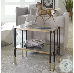 Kentmore Matte Black and Gold Leaf Side Table
