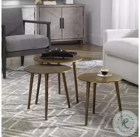 Kasai Anodized Antique Gold Cocktail Table Set of 3