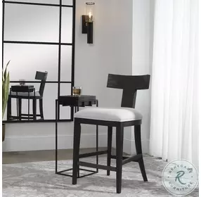 Idris White Performance Fabric Counter Height Stool with Black Frame
