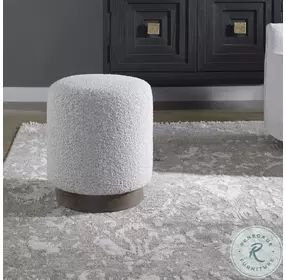 Avila Ivory and Warm Gray Ottoman