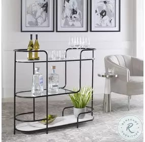 Trolley Satin Black Bar Console