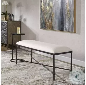 Avenham Crisp White Large Bench with Black Frame