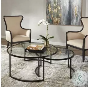 Rhea Satin Black Cocktail Table Set of 2