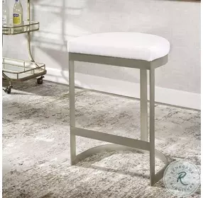 Ivanna White And Brushed Silver Counter Height Stool