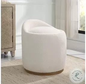 Swirl White Swivel Ottoman