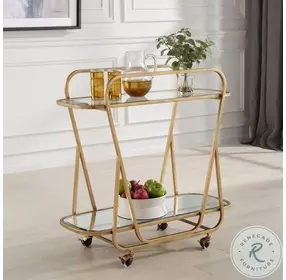 Swain Antique Brass Serving Cart