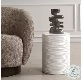 Borderline Plaster White Drum Table