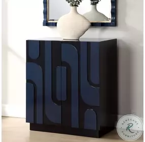 Valeria Glossy Cobalt Blue And Navy 2 Door Accent Cabinet
