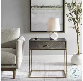 Armistead Dark Walnut And Plated Brushed Brass Side Table