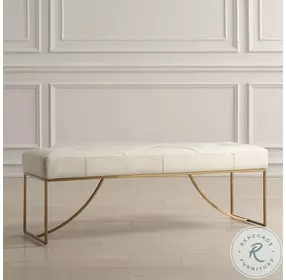 Swale Ivory Leather Bench