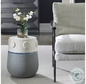 Mulvane Off White And Blue Gray Glaze Garden Stool
